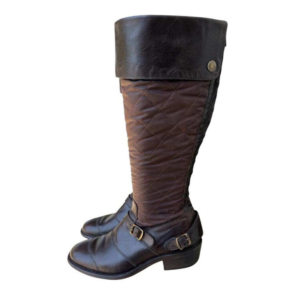 Belstaff Trailmaster 55 Leather Waxed Cotton Knee High Boot Women size 38 US 7 - Picture 2 of 11